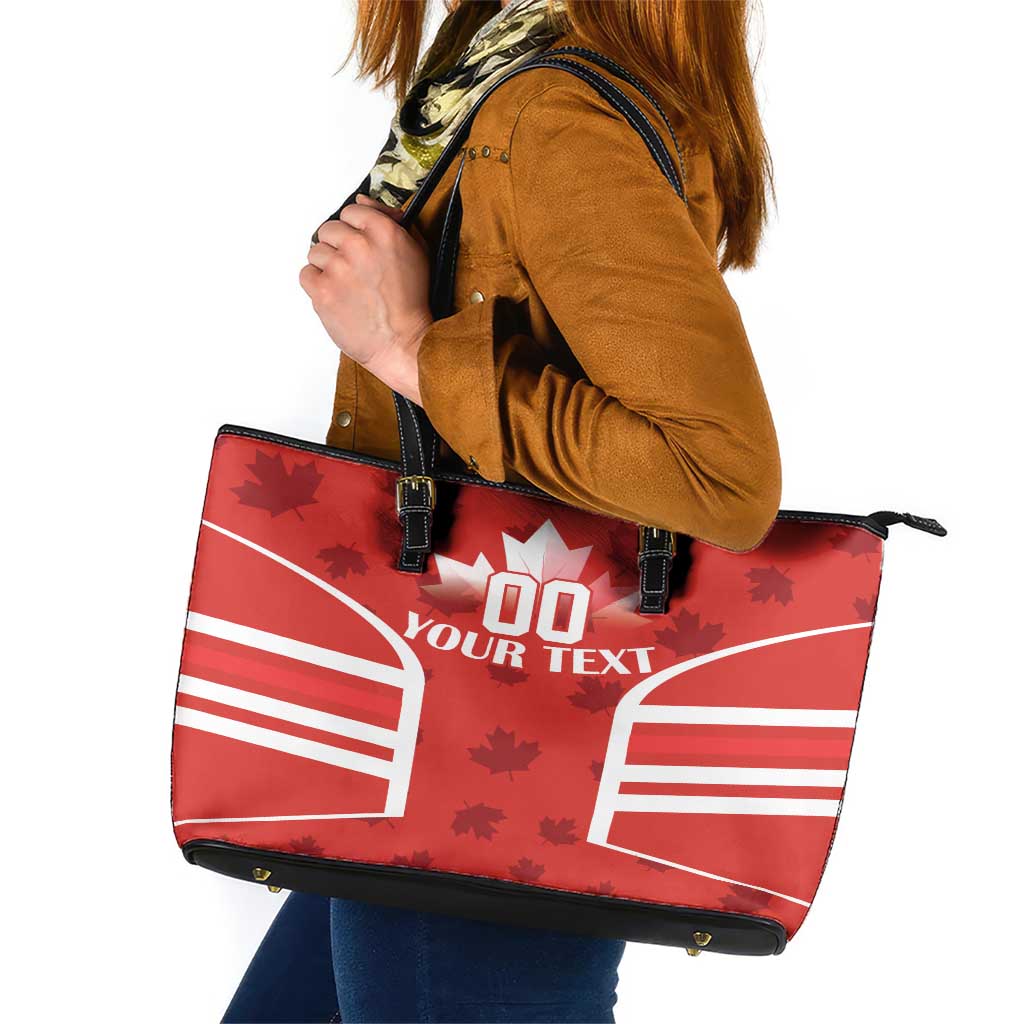Custom Canada Rugby Leather Tote Bag Canada Flag Maple Leaf LT18