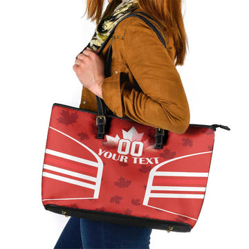 Custom Canada Rugby Leather Tote Bag Canada Flag Maple Leaf LT18