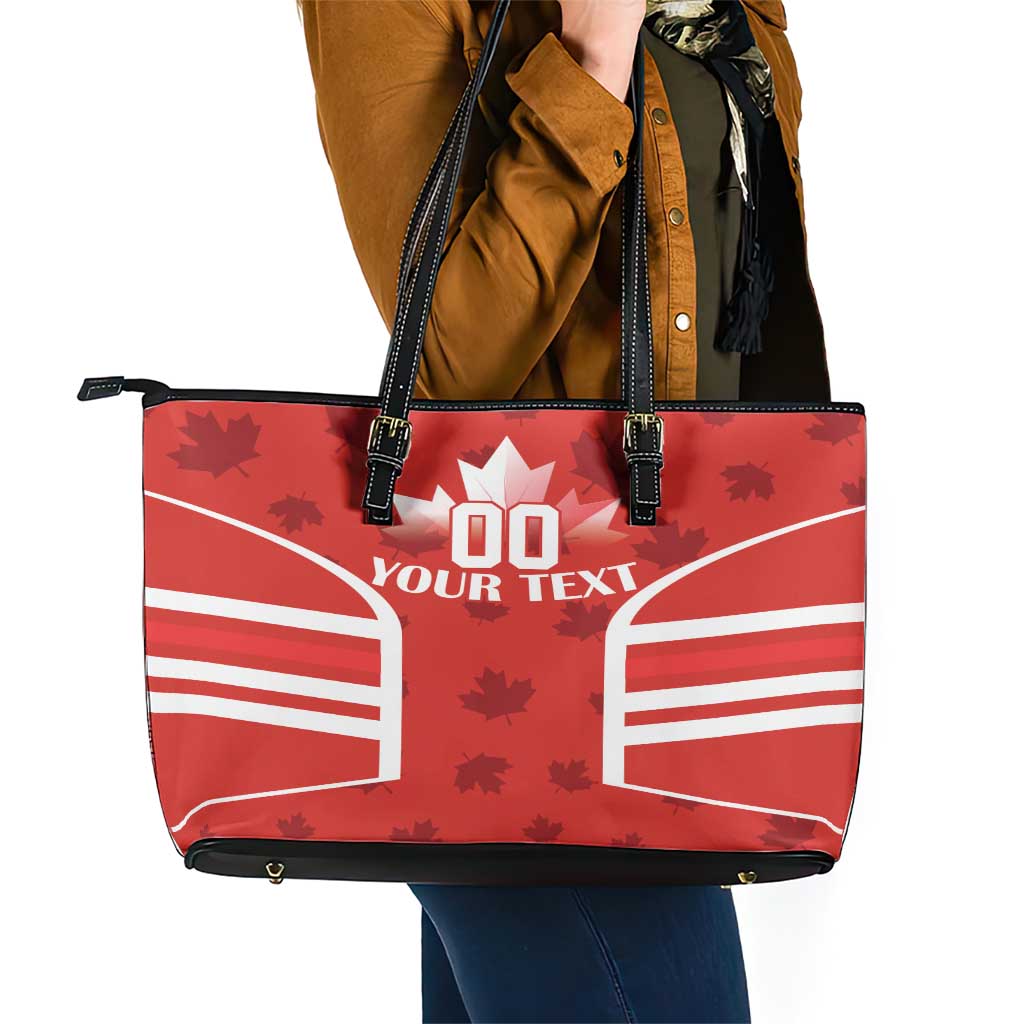 Custom Canada Rugby Leather Tote Bag Canada Flag Maple Leaf LT18