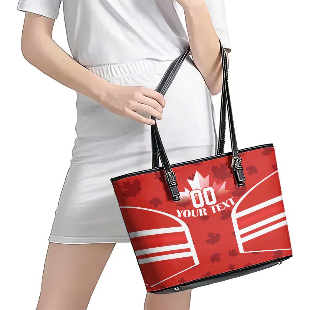 Custom Canada Rugby Leather Tote Bag Canada Flag Maple Leaf LT18