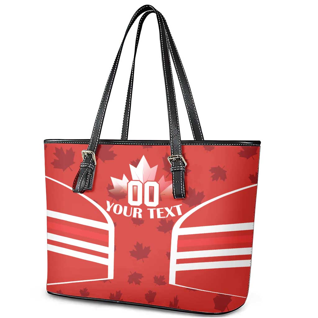 Custom Canada Rugby Leather Tote Bag Canada Flag Maple Leaf LT18