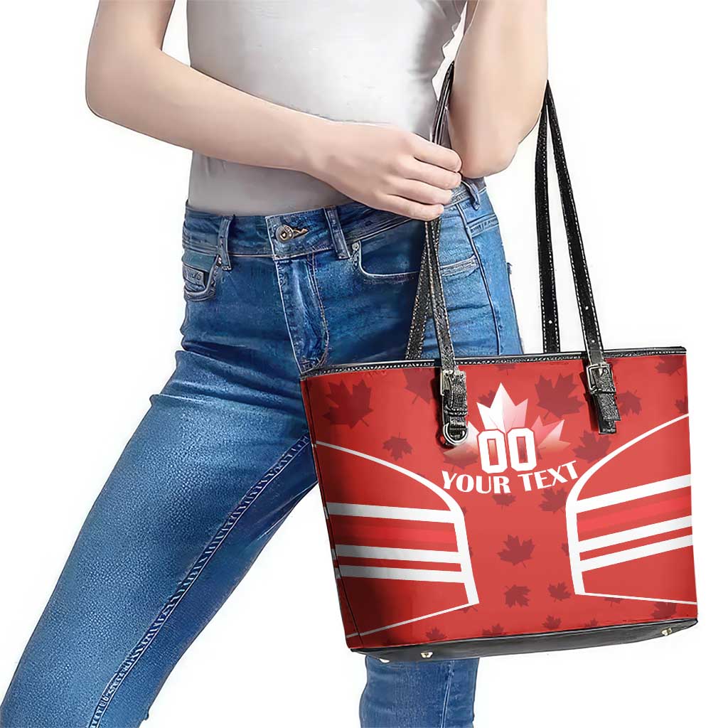 Custom Canada Rugby Leather Tote Bag Canada Flag Maple Leaf LT18