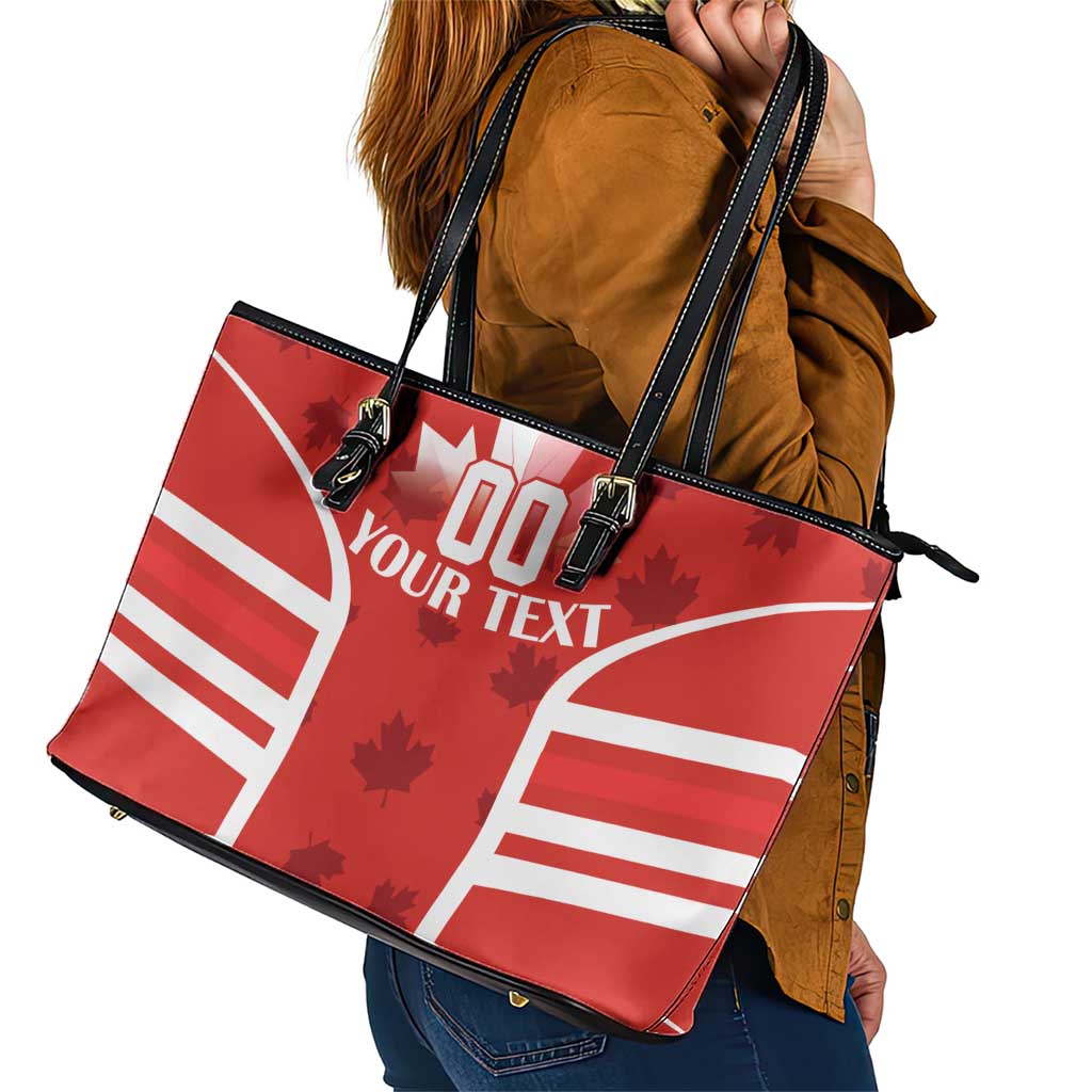 Custom Canada Rugby Leather Tote Bag Canada Flag Maple Leaf LT18