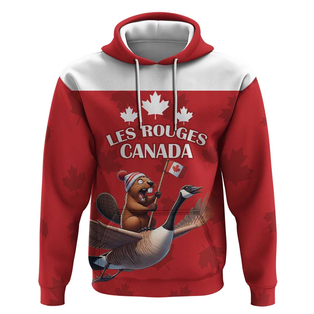 Custom Canada Rugby Hoodie Beaver Riding A Goose LT18