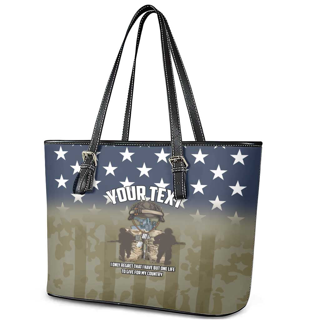 Personalized Veterans Day 2024 Leather Tote Bag U.S Veterans Proud Dad LT18