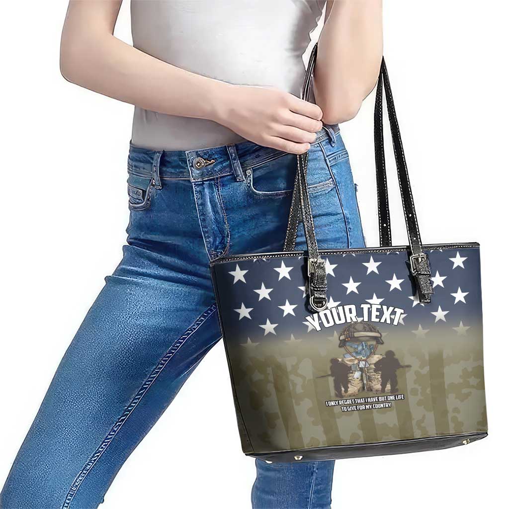 Personalized Veterans Day 2024 Leather Tote Bag U.S Veterans Proud Dad LT18
