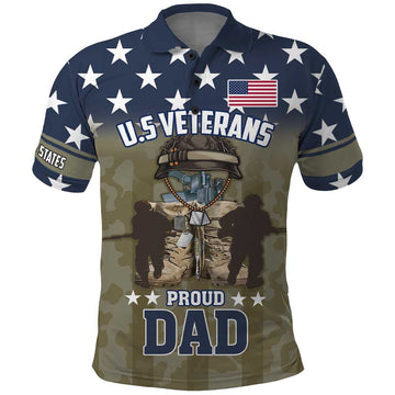 Personalized Veterans Day 2024 Polo Shirt U.S Veterans Proud Dad LT18