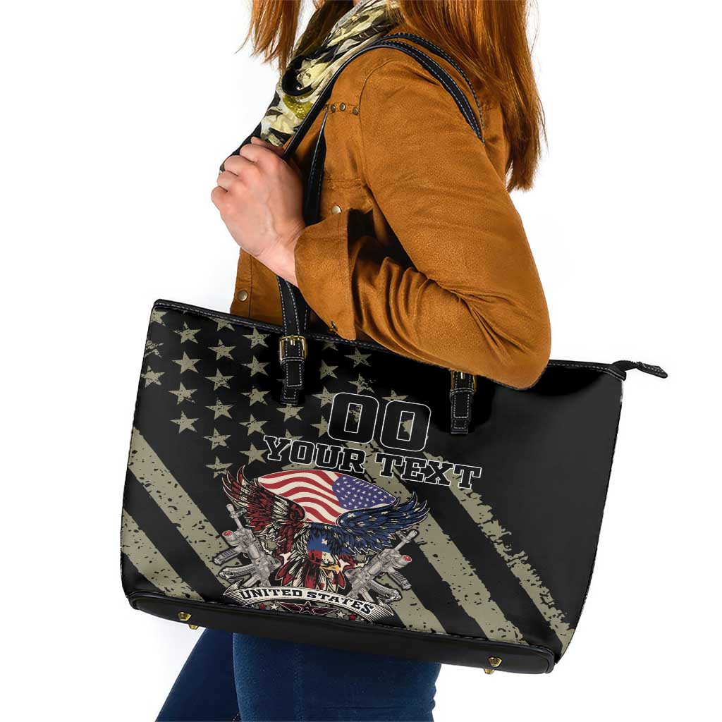Custom Remembrance Day Leather Tote Bag American Eagle With USA Flags LT18