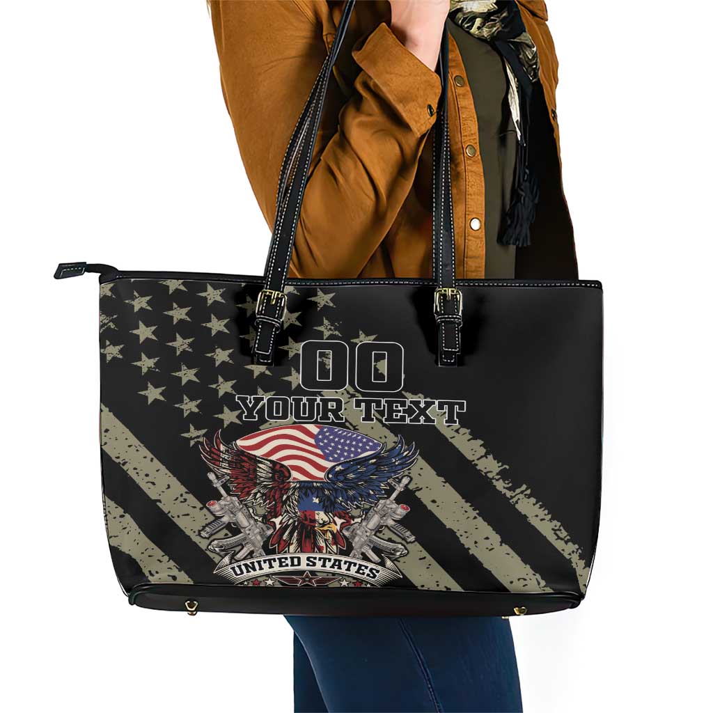 Custom Remembrance Day Leather Tote Bag American Eagle With USA Flags LT18