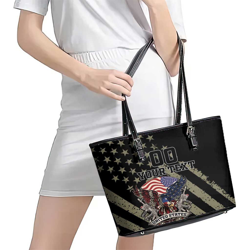 Custom Remembrance Day Leather Tote Bag American Eagle With USA Flags LT18