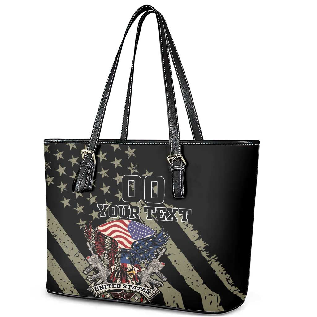 Custom Remembrance Day Leather Tote Bag American Eagle With USA Flags LT18