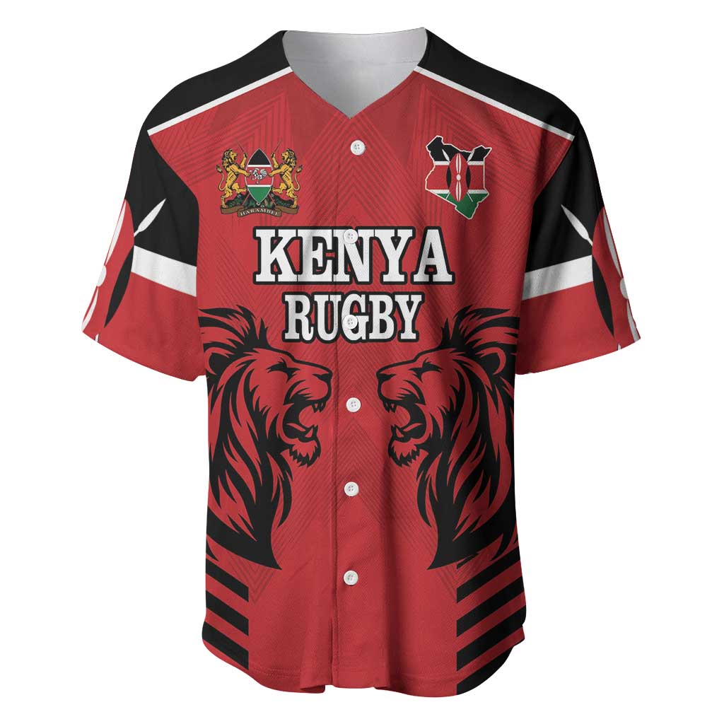 Custom Afro Kenya Rugby Baseball Jersey African Lion Head LT18