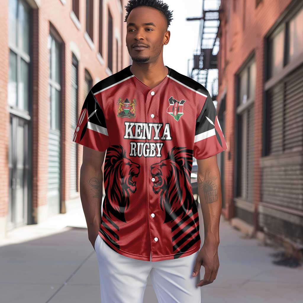 Custom Afro Kenya Rugby Baseball Jersey African Lion Head LT18