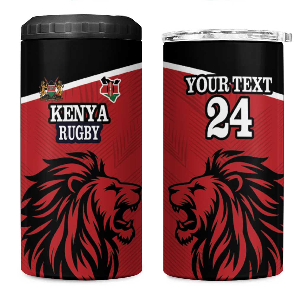 Custom Afro Kenya Rugby 4 in 1 Can Cooler Tumbler African Lion Head LT18