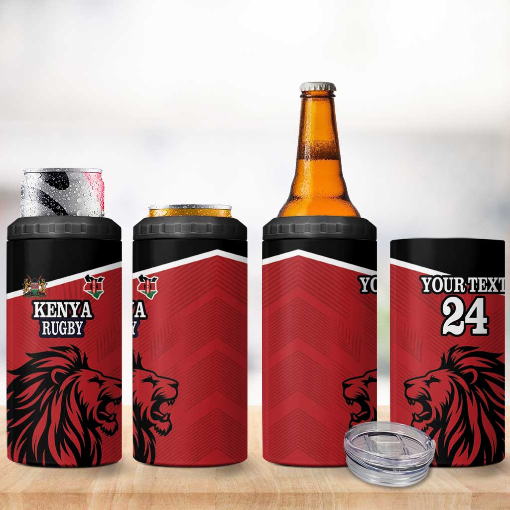 Custom Afro Kenya Rugby 4 in 1 Can Cooler Tumbler African Lion Head LT18
