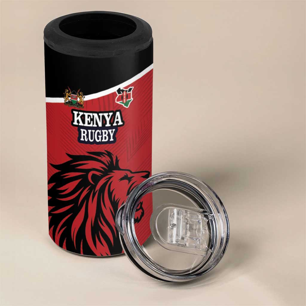 Custom Afro Kenya Rugby 4 in 1 Can Cooler Tumbler African Lion Head LT18