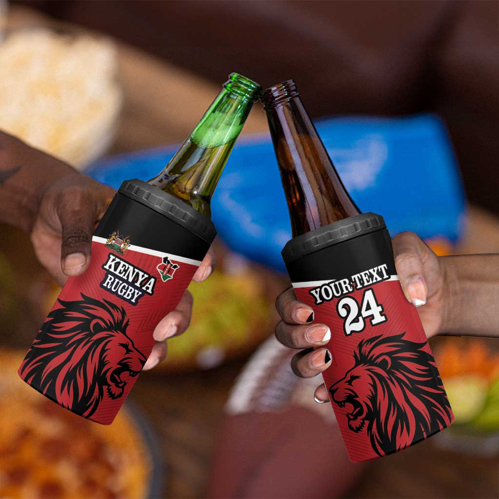 Custom Afro Kenya Rugby 4 in 1 Can Cooler Tumbler African Lion Head LT18