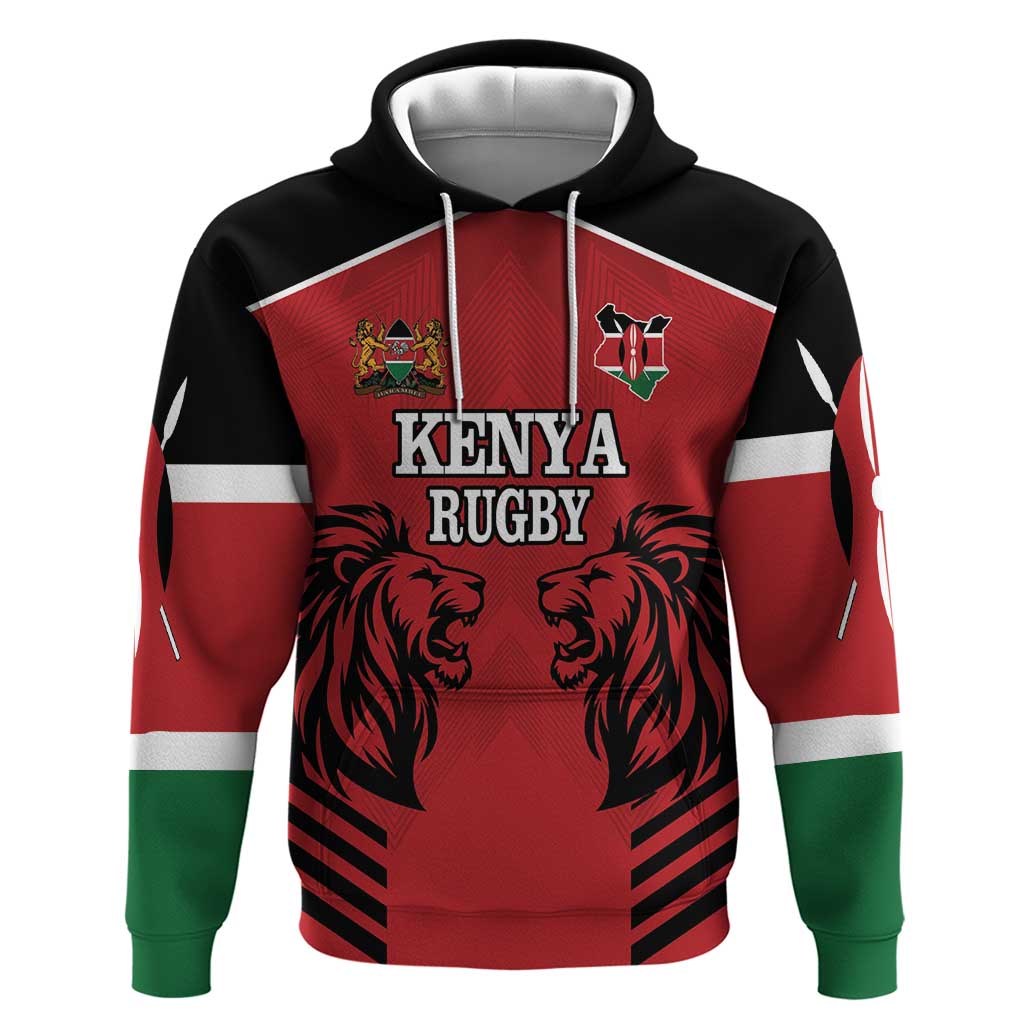 Custom Kenya Rugby Hoodie African Lion Unique Style LT18