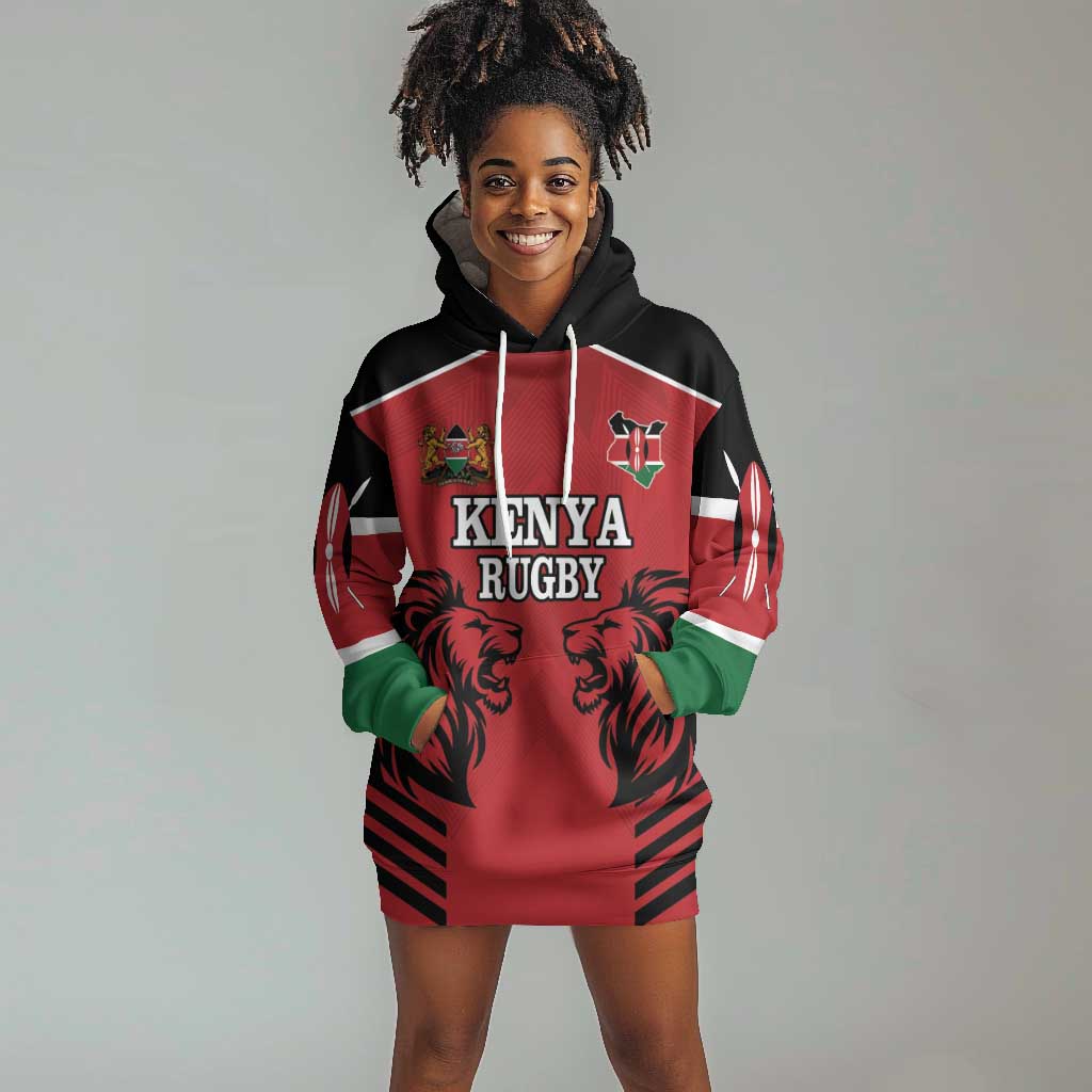Custom Afro Kenya Rugby Hoodie Dress African Lion Head LT18
