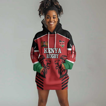 Custom Afro Kenya Rugby Hoodie Dress African Lion Head LT18