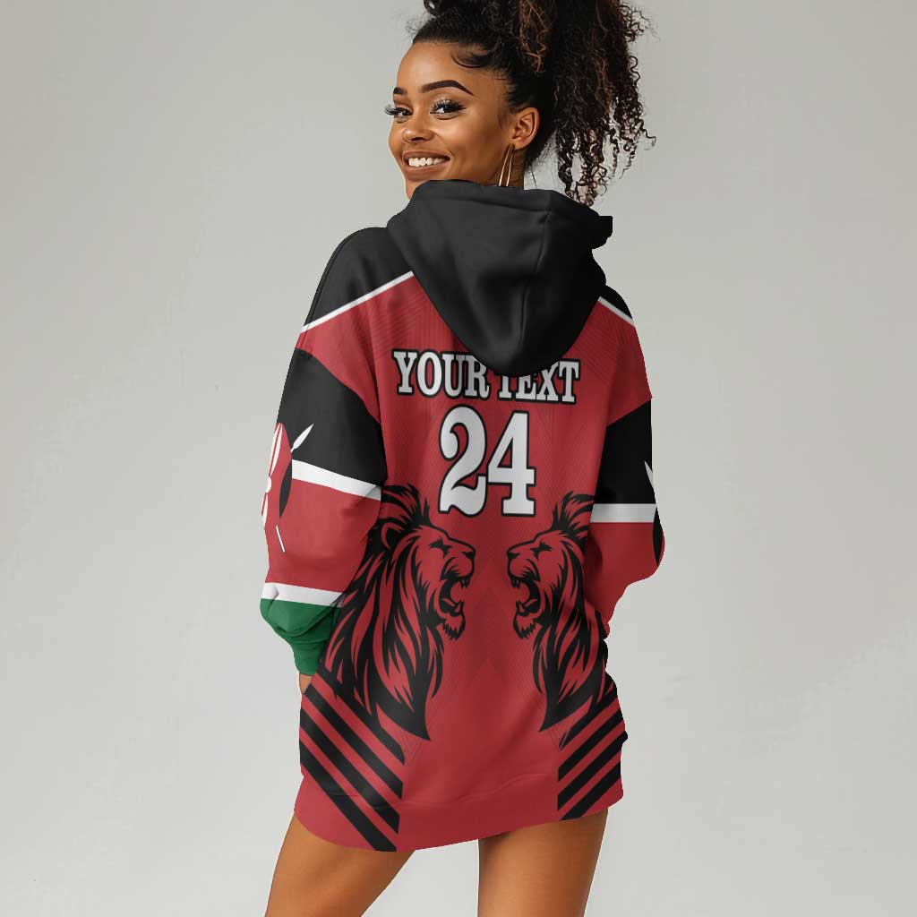 Custom Afro Kenya Rugby Hoodie Dress African Lion Head LT18