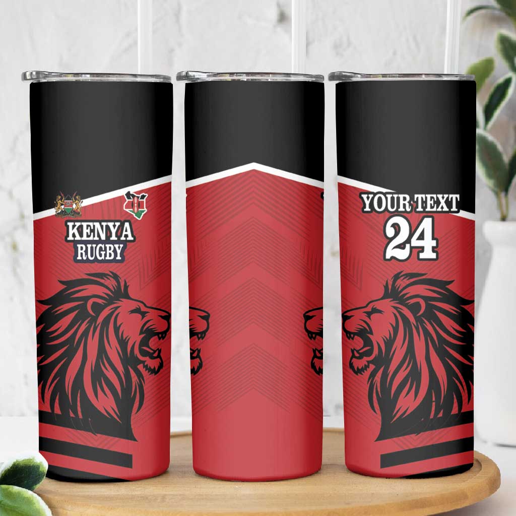 Custom Afro Kenya Rugby Skinny Tumbler African Lion Head LT18