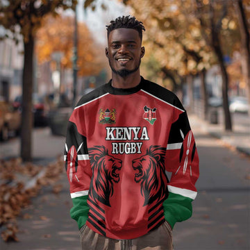 Custom Afro Kenya Rugby Sweatshirt African Lion Head LT18