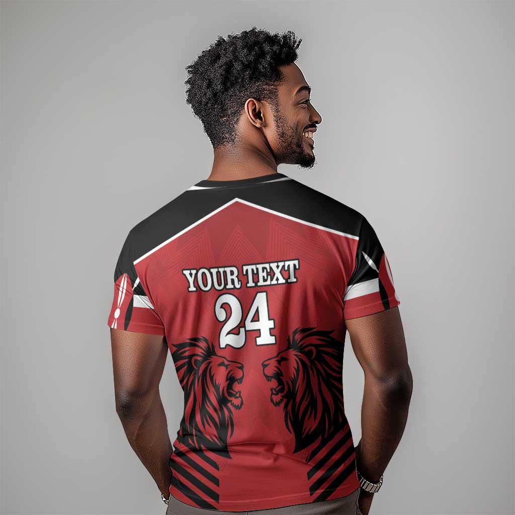 Custom Afro Kenya Rugby T shirt African Lion Head LT18