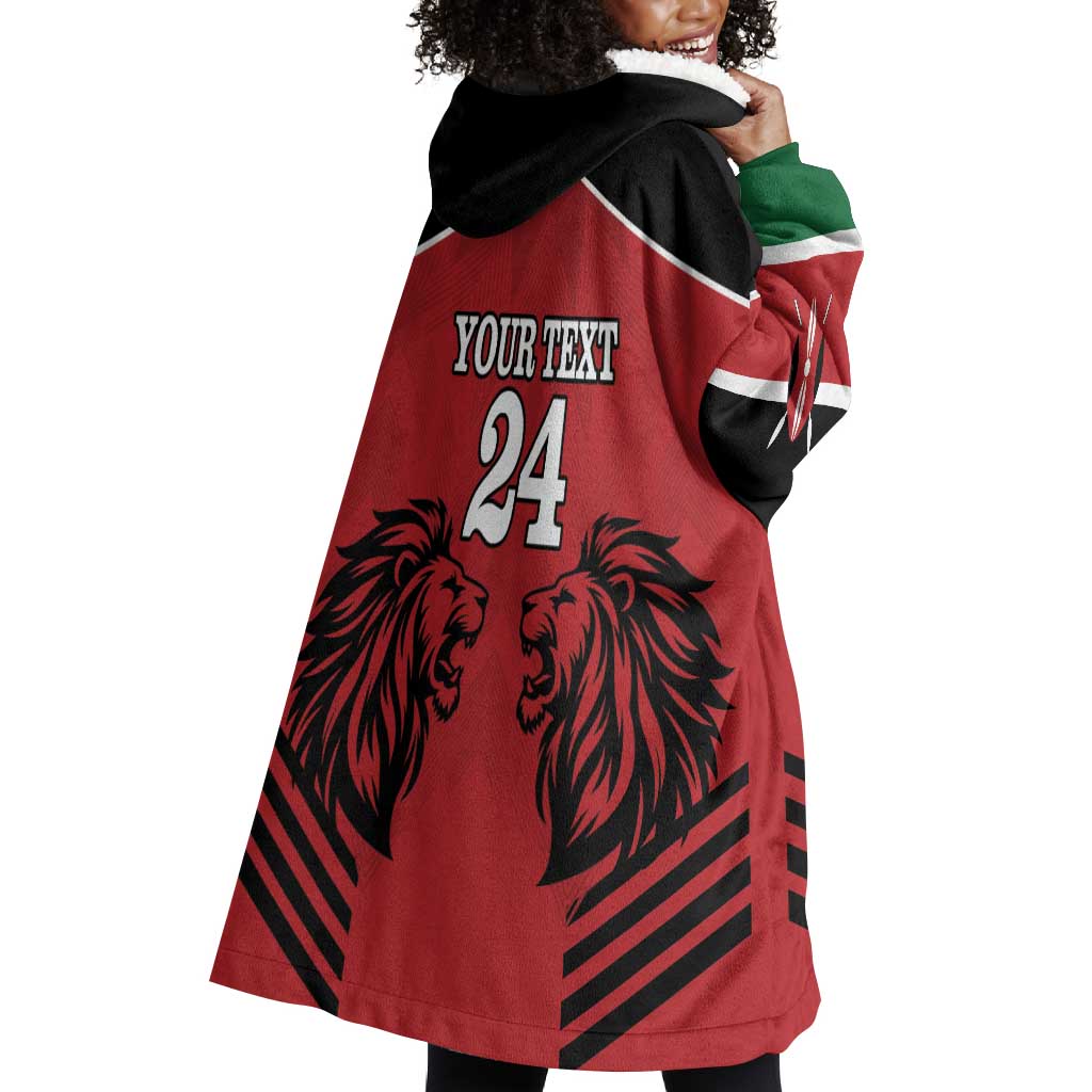 Custom Afro Kenya Rugby Wearable Blanket Hoodie African Lion Head LT18