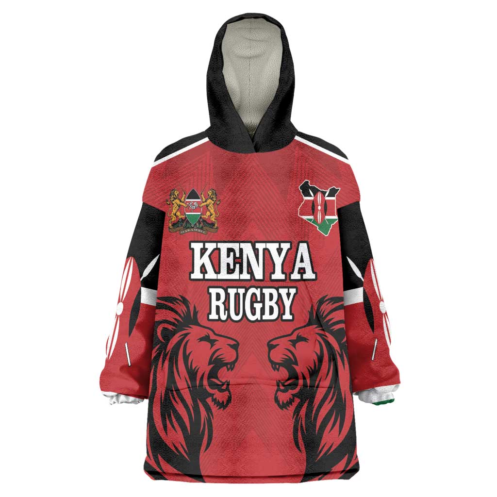 Custom Afro Kenya Rugby Wearable Blanket Hoodie African Lion Head LT18