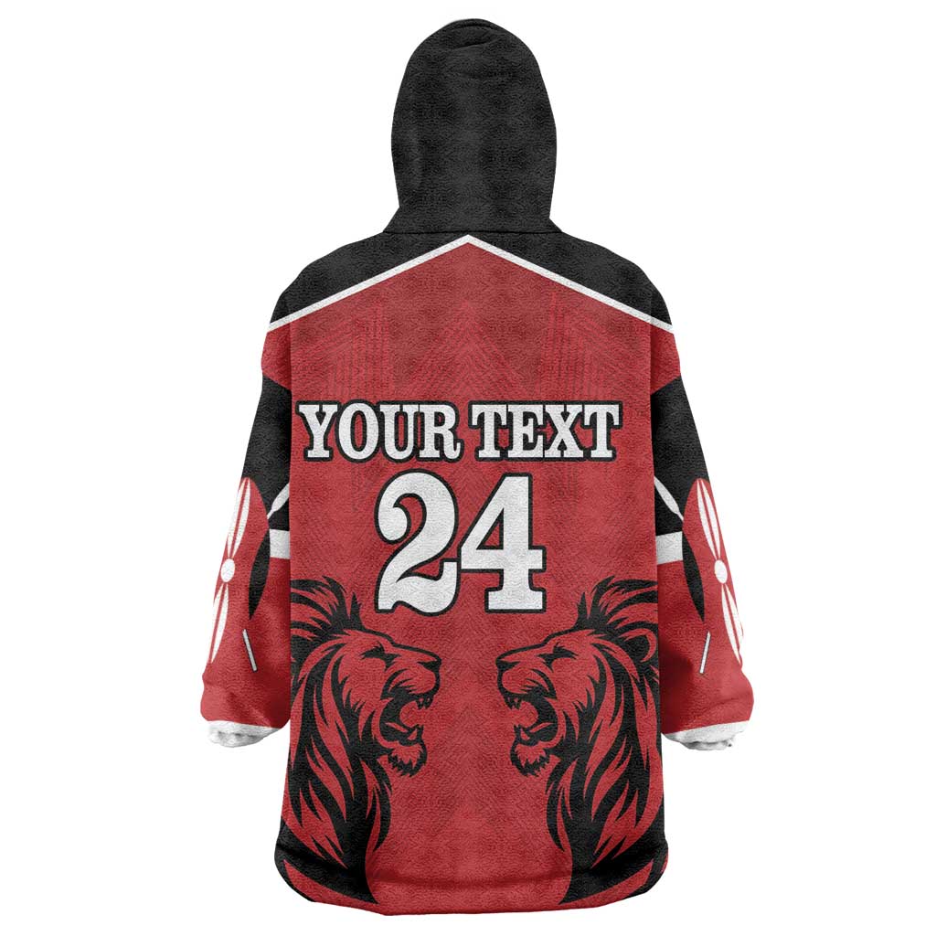 Custom Afro Kenya Rugby Wearable Blanket Hoodie African Lion Head LT18