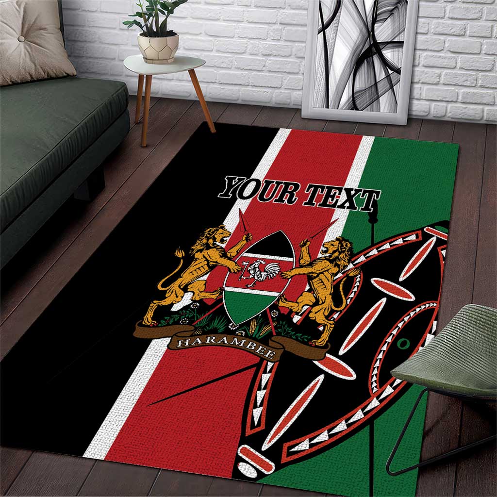 Personalized Jamhuri Day Area Rug Kenya Map With African Shield LT18