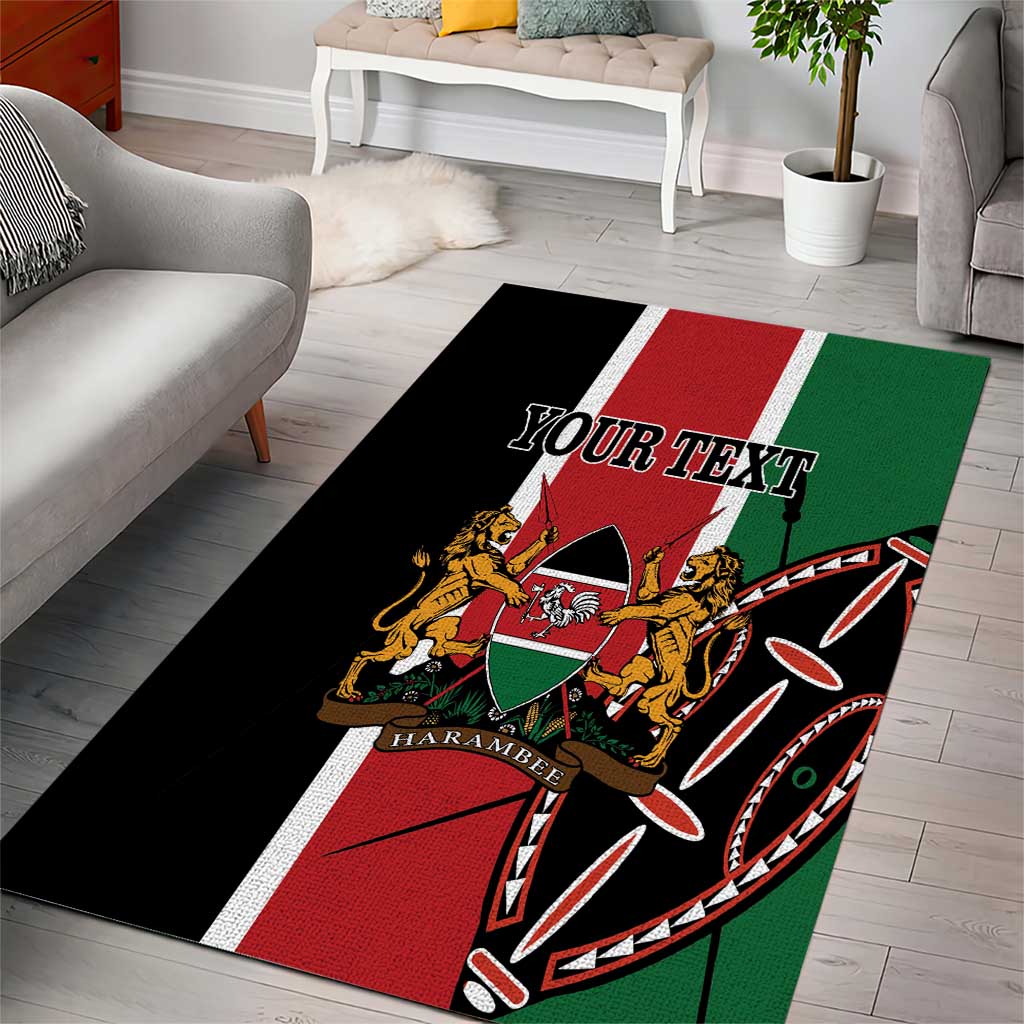 Personalized Jamhuri Day Area Rug Kenya Map With African Shield LT18