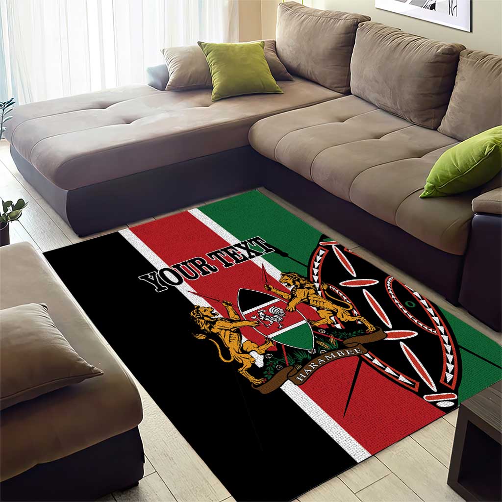 Personalized Jamhuri Day Area Rug Kenya Map With African Shield LT18