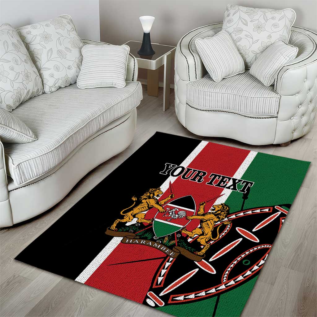 Personalized Jamhuri Day Area Rug Kenya Map With African Shield LT18