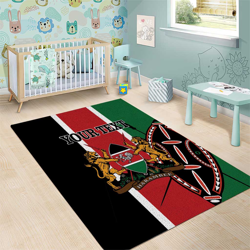 Personalized Jamhuri Day Area Rug Kenya Map With African Shield LT18