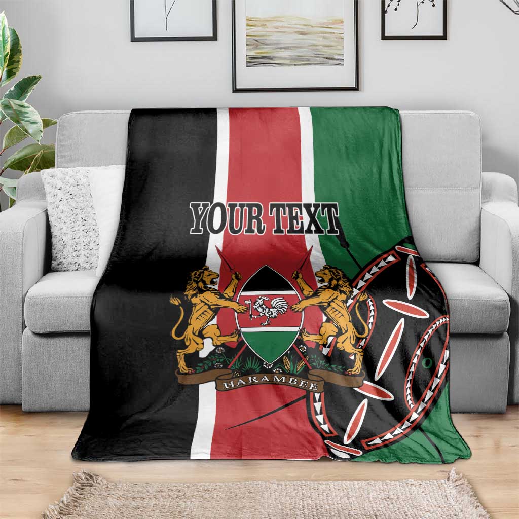 Personalized Jamhuri Day Blanket Kenya Map With African Shield LT18