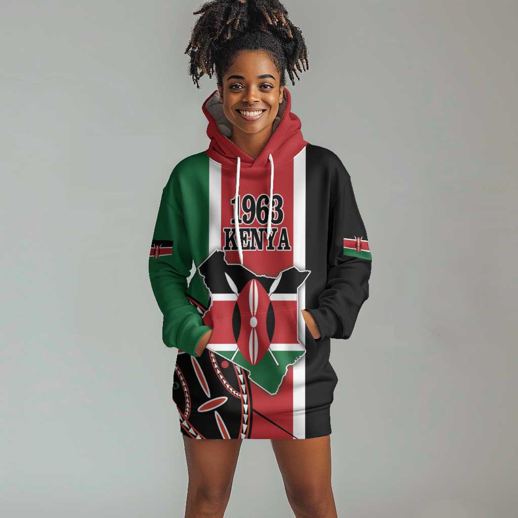 Personalized Jamhuri Day Hoodie Dress Kenya Map With African Shield LT18