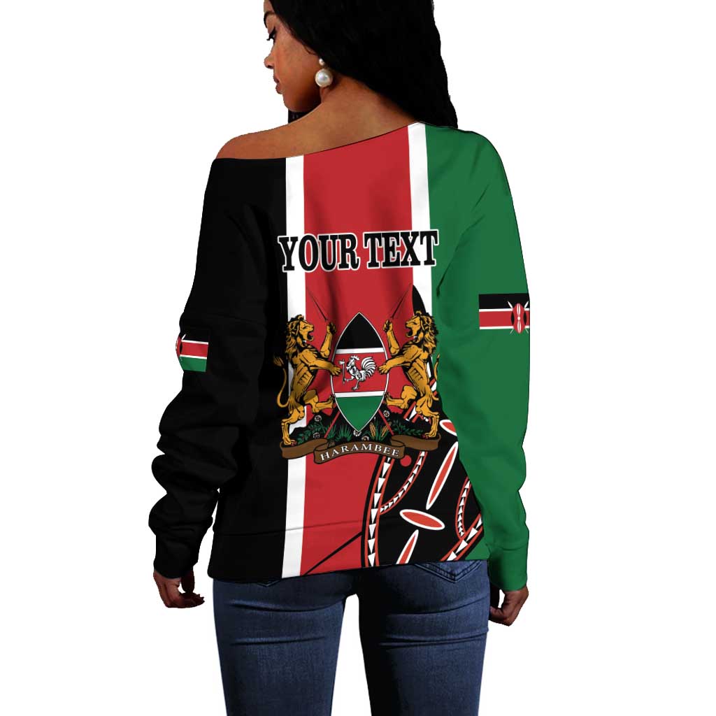 Personalized Jamhuri Day Off Shoulder Sweater Kenya Map With African Shield LT18