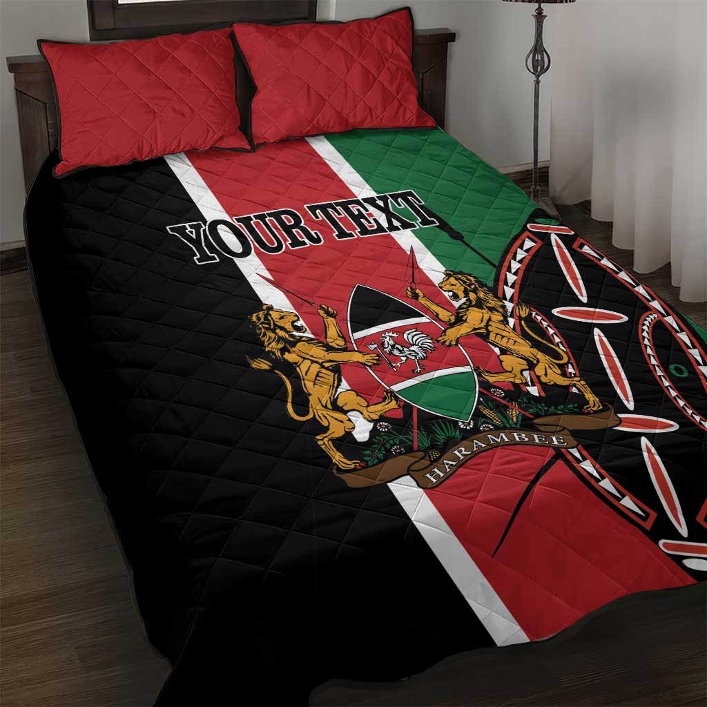 Personalized Jamhuri Day Quilt Bed Set Kenya Map With African Shield LT18