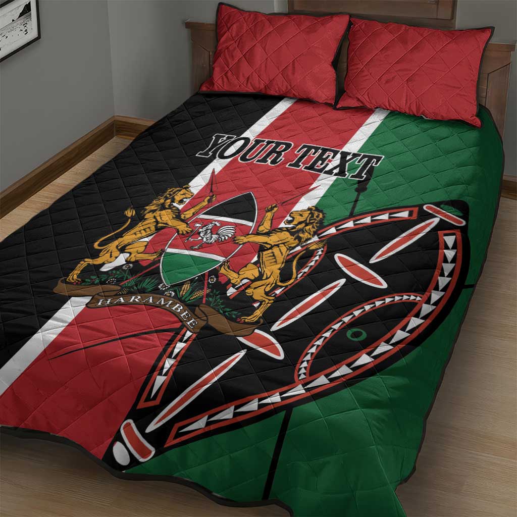 Personalized Jamhuri Day Quilt Bed Set Kenya Map With African Shield LT18