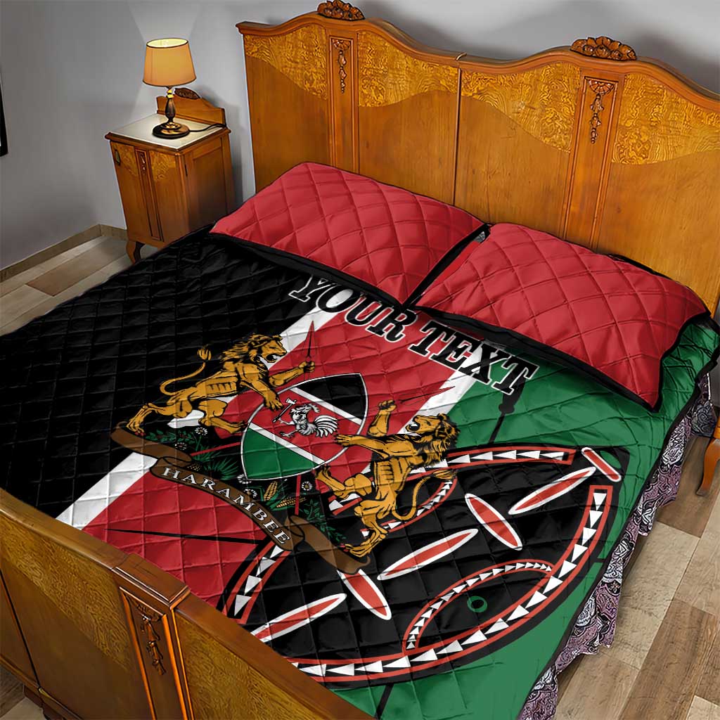 Personalized Jamhuri Day Quilt Bed Set Kenya Map With African Shield LT18