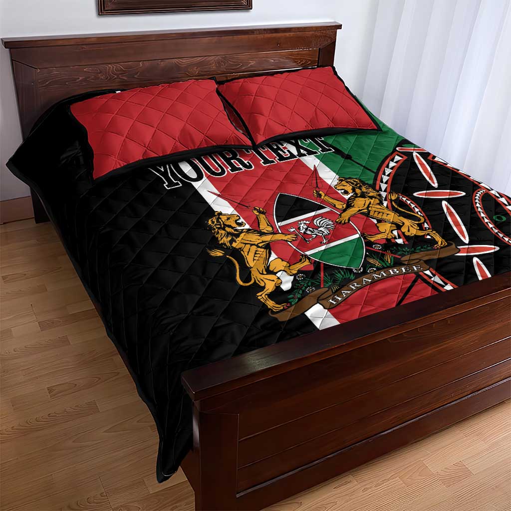 Personalized Jamhuri Day Quilt Bed Set Kenya Map With African Shield LT18