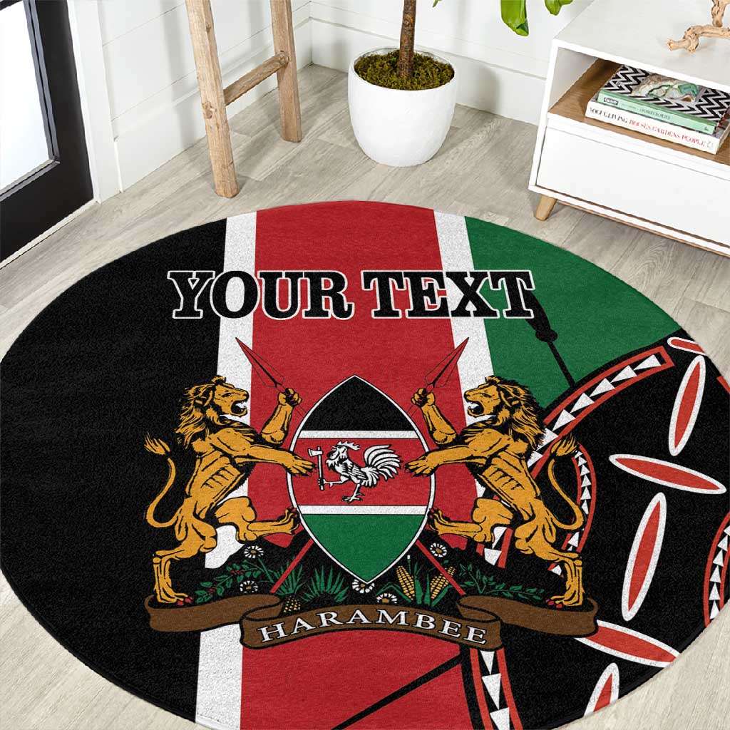 Personalized Jamhuri Day Round Carpet Kenya Map With African Shield LT18