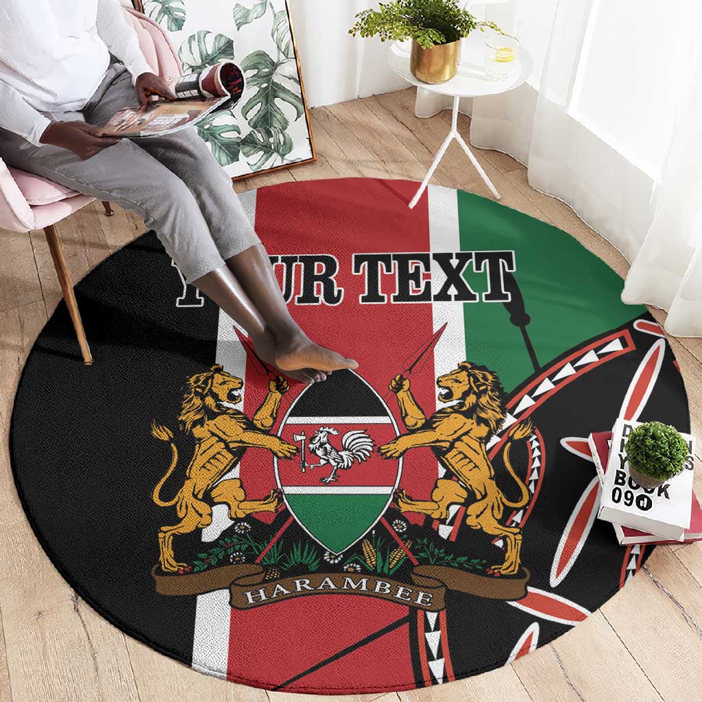 Personalized Jamhuri Day Round Carpet Kenya Map With African Shield LT18