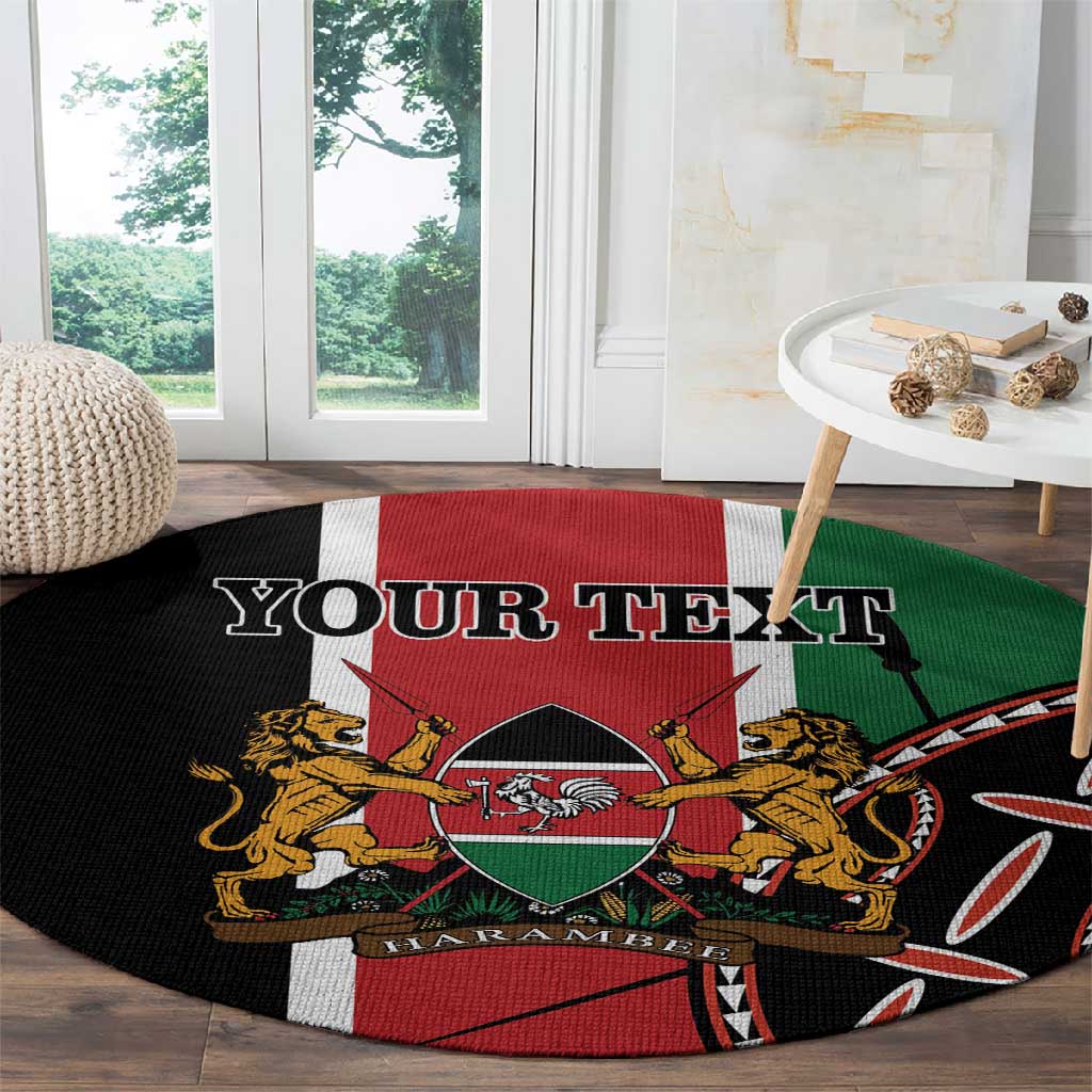 Personalized Jamhuri Day Round Carpet Kenya Map With African Shield LT18