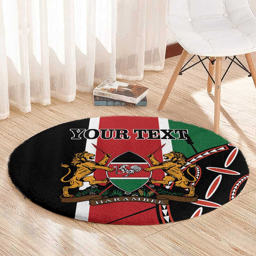 Personalized Jamhuri Day Round Carpet Kenya Map With African Shield LT18