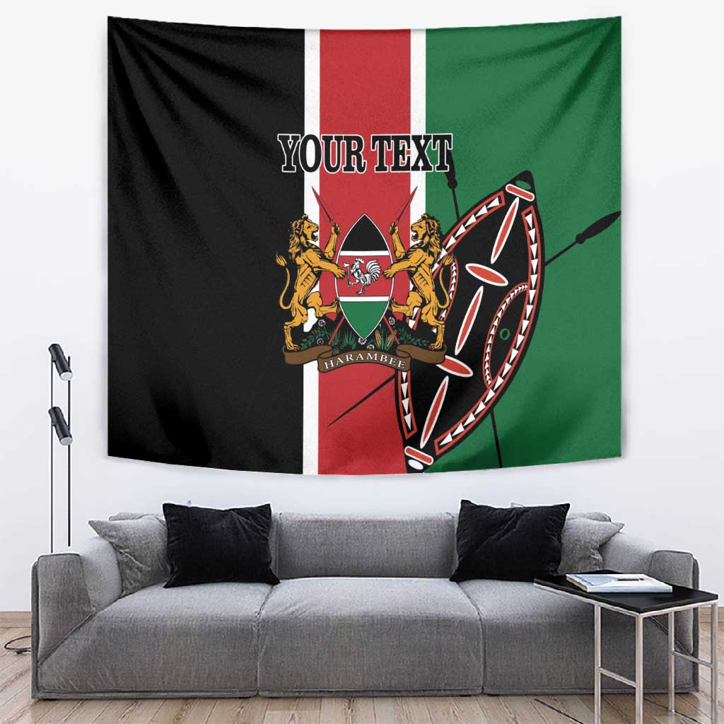 Personalized Jamhuri Day Tapestry Kenya Map With African Shield LT18