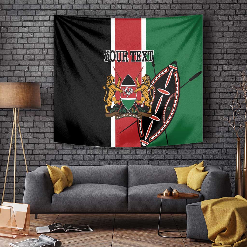 Personalized Jamhuri Day Tapestry Kenya Map With African Shield LT18