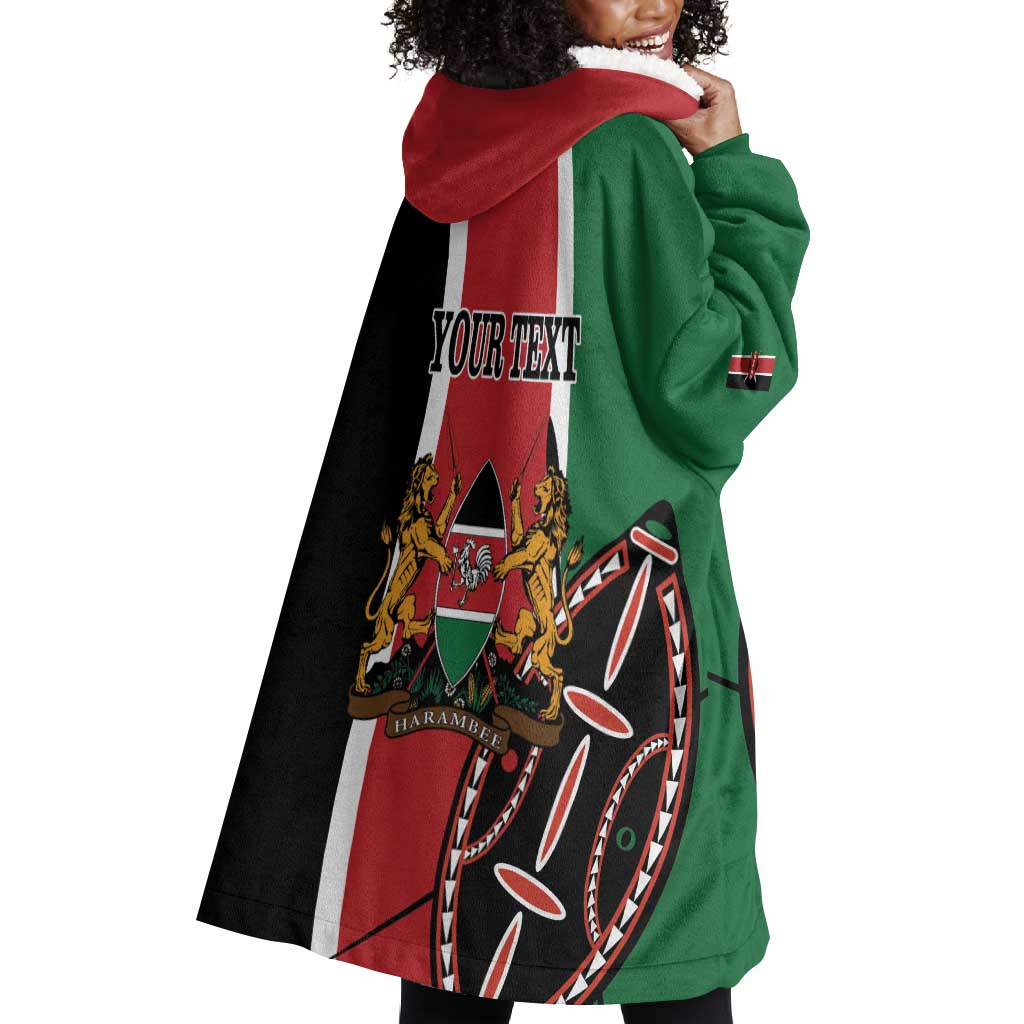 Personalized Jamhuri Day Wearable Blanket Hoodie Kenya Map With African Shield LT18